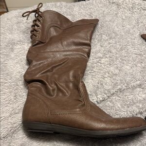 Brown Leather Knee-High Boots